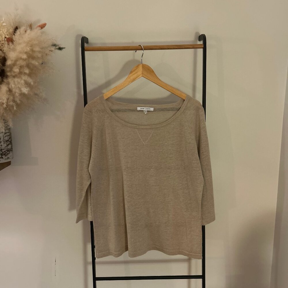 Judith & Charles 100% Linen Boat Neck Sweater Oatmeal S